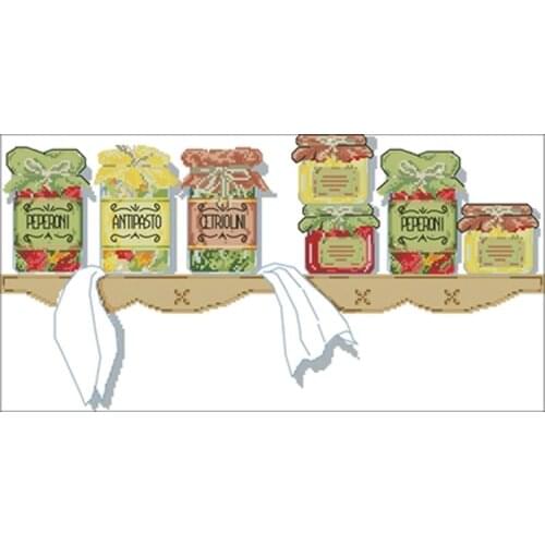 Seven bottles of jam patterns Counted Cross Stitch 11CT 14CT 18CT DIY Chinese Cross Stitch Kits Embroidery Needlework Sets
