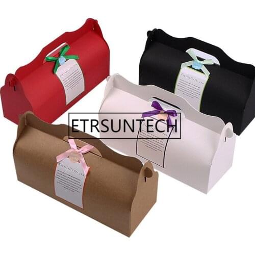 300pcs/lot New Baking Long White Brown /Red/Kraft Swiss Roll Cake Boxes Ice Mooncake Cupcake Gift Box Wholesale