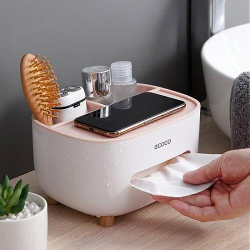 ECOCO Tissue Box Napkin Holder Multifunctional Sundries Storage Ontainer Living Room Remote Control Storage Box for Home, Office