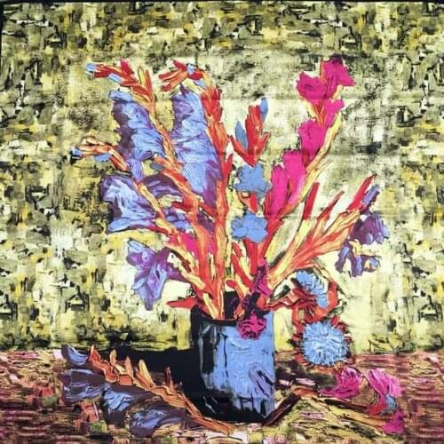 New woman Fashion silk Scarf classic Vase painting 130*130 big Square scarf Decoration wife Gift headscarf high quality Shawl