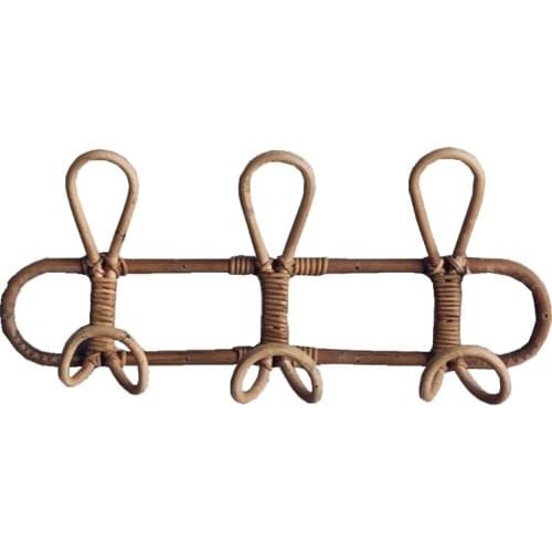 Zq INS Style Handmade Vine Woven Hook Creative Wall Decoration Retro Coat and Cap Clothes Hanging Rack