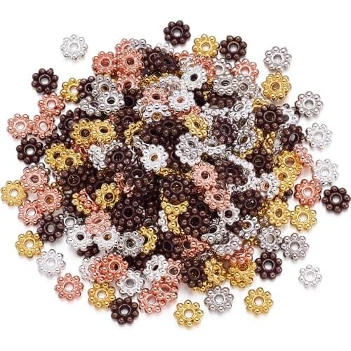 300pcs Flower Alloy Bead Spacers beads 5mm for Jewelry DIY Making supplies ,Hole: 1mm F70