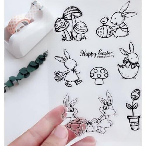 Rabbit Pulling Radishes Clear Stamps Scrapbooking Rubber Stamp Handmade DIY Decoration Craft Supplies Stamps for Card Making New