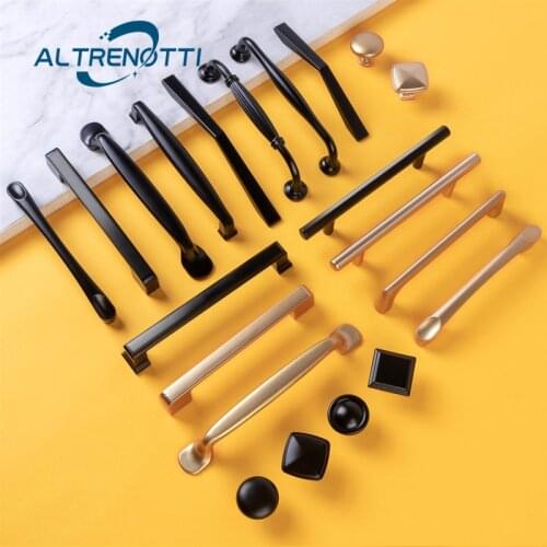 Cabinet Furniture Handle Modern Simple Aluminum Kitchen Cupboard Door Pull Wardrobe Drawer Dresser Room Gold Black Knob Hardware