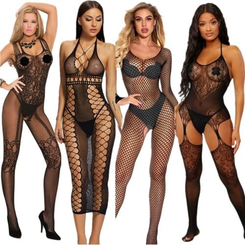 Sexy Lingerie Erotic Women Hot Bodysuit Plus Size Porno Langerie Sex Open Crotch Fishnet Bodystocking Mesh Costumes Sleepwear
