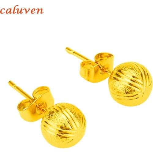 8MM Arabian Gold Color Earrings Bead for Womens/Girls African Round Ball Earrings Ethiopian Jewelry,Nigeria Gift