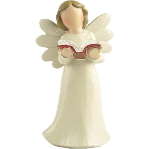 Resin Reading Girl Statue Little Angel Sculpture Figure Home Porch Art Decor