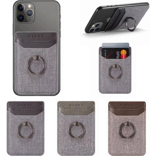 Canvas Credit Card Sticker For Samsung S20 Ultra Note 10 Plus Mobile Phone Bag Ring Holder Pocket Sticker for iPhone Smartphone