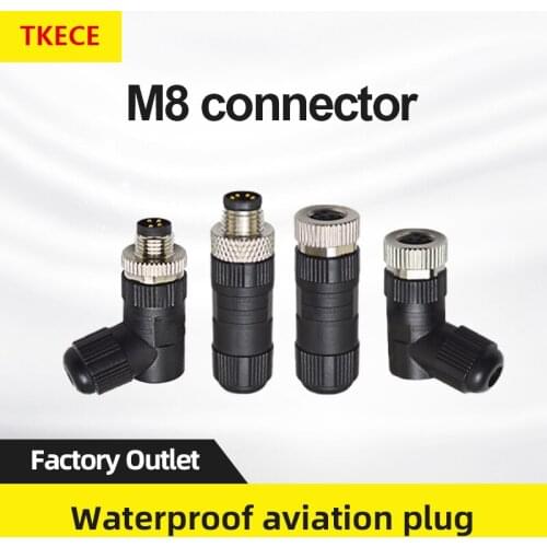 TKECE M8 Male 3 Pin 4 Pin Sensor Connector Plug-in Sensor Connector Aviation Plug