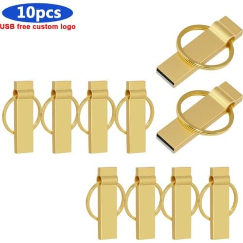 10pcs/lot free Customize logo usb flash drive pen drive 16GB 32GB 64GB 128GB waterproof Metal Card Memory Stick Drives uSB 2.0