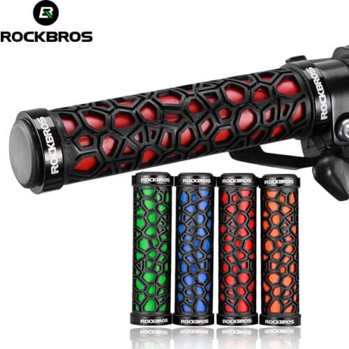 ROCKBROS Rubber Lock-on Ultraight Bike Grips Bicycle Handlebar MTB Grips Anti-skid Shock-absorbing Cycling Handlebar Bike Parts