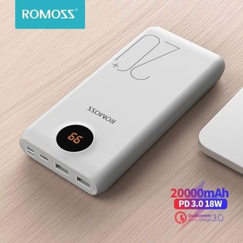 ROMOSS SW20 Pro Quick Charge 3.0 Power Bank 20000mAh USB C Powerbank Portable External Battery Charger For Xiaomi iPhone Huawei