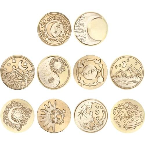 Wax Seal Stamp Vintage Round Seal Replace Copper Head Star Moon Sealing Wax Invitations Scrapbooking Stamp Head DIY Tools