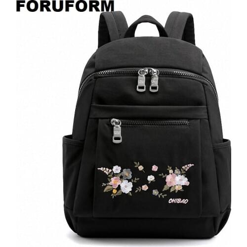High Quality Waterproof Nylon Women Backpack Fashion Embroidery Women Backpacks Famous Brand Ladies Large Backpack LI-2720