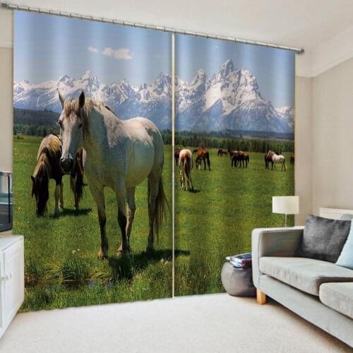 Photo horse curtains 3D Blackout Curtains For Living room Bedding room Drapes Cotinas para sala