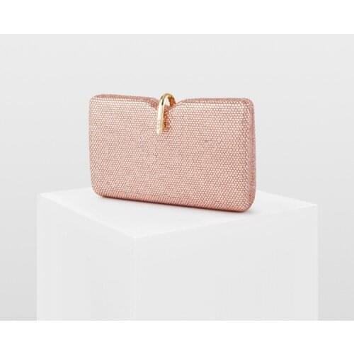 XIYUAN Rose Gold Color Crystal Clutch Bags Women Evening Purse Metal Diamond Mianudiere Handbag Bridal Clutch Wedding Party Bag