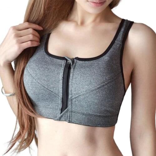 Women Sports Bra Front Zipper Shockproof Ladies No Underwire Sporty Bra Sports Crop Top Sexy Female Fitness Gym Bra Sportswear