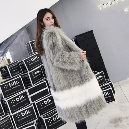 LVCHI 2019 Winter Real marble Fox Fur Coats Slim Real Natural Fox Fur Coat Womens Striped Gradient Contrast Color Fox Fur Coats
