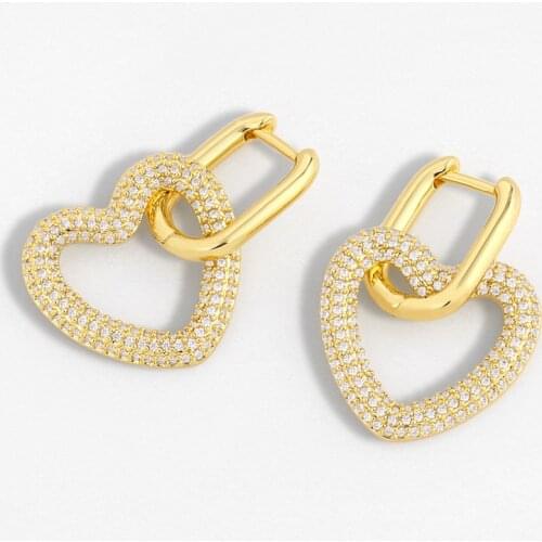 1 Pairs Hoop Earrings Women Bling Shiny CZ Jewelry Gold Color Heart Star Rectangle Earring Hoops For Party Birthday Dainty Gift