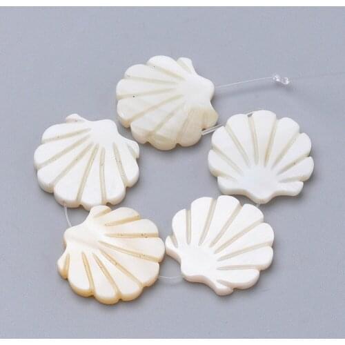 100pcs 15mm Natural Freshwater Shell Beads Scallop Shape Loose Beads for Women Making Bracelet Necklace DIY Jewelry Creamy White