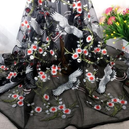 GLace 1Y/lot 2colour bird pattern patchwork mesh embroidery lace fabric for gilr dress acceccories DIY material TX1255