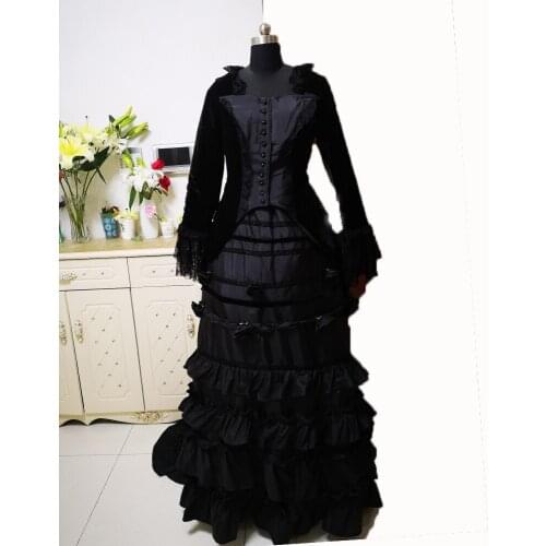 2019 New balck Civil War Victorian Styled Gown Vintage Costumes Victorian Dress D-320