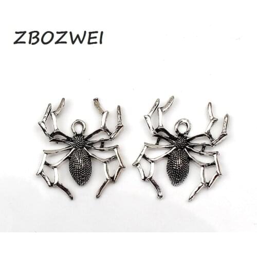 4pcs Charms spider halloween 35*32mm Antique Tibetan Silver Pendant Accessories DIY Vintage bracelet Necklace Handmade