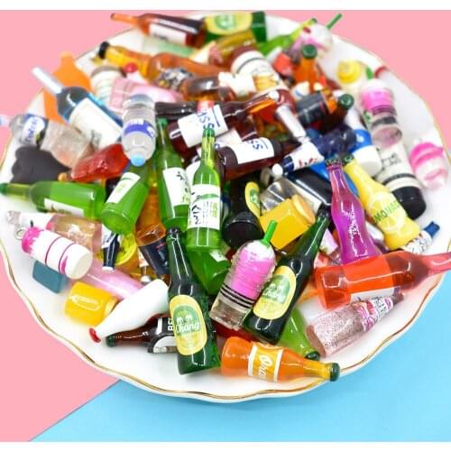 8pcs Mini Simulation Milk Wine Water Bottles Resin Charms for DIY Earring Keychain Necklace Pendant Accessories Jewelry Making