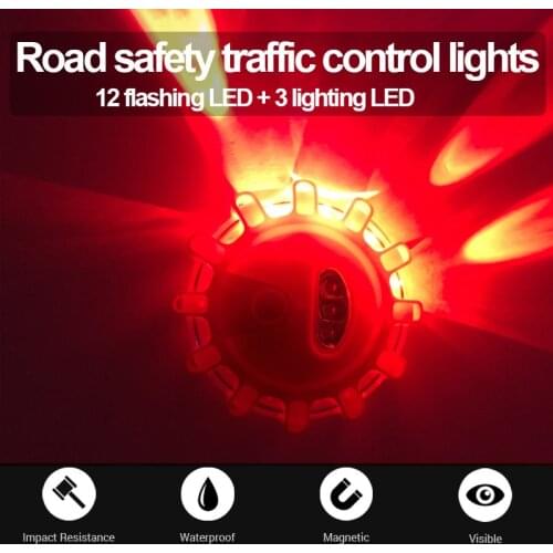 3PCS 9 Modes Emergency Safety Flare Magnetic 16 Red LED Road Flare Safety Warning Flashing Night Light For Car Boat Red Light