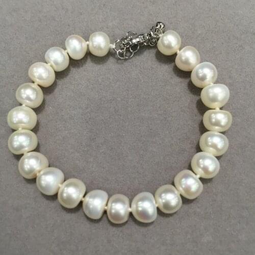 8-9MM Natural Freshwater Pearl bracelet flat round fashion jewelry for women free shipping