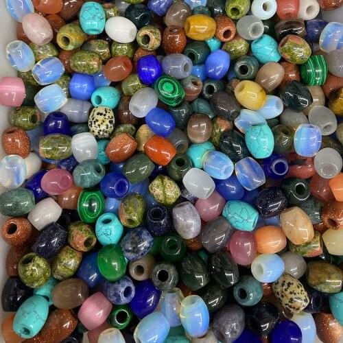 Natural Stone Large Hole Beads 15x17mm Pupa-shaped Semi-precious Stone Pendant Large Hole Spacer Beads DIY Jewelry Accessories