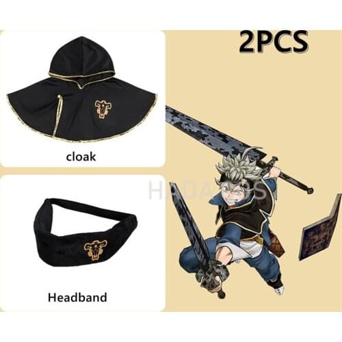 Anime Asta Cosplay Black Cloak Headband Black Clover Five Leaf Clover Bull Costume Noelle Finral Outfit Men Women Cos Props