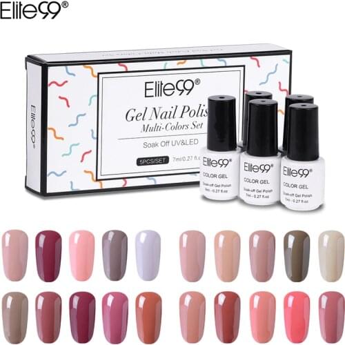 Elite99 5 Pieces/lot Nude Color Gel Polish With Gift Box Platinum Color UV Gel Polish Soak Off Nail Art Manicure Gel Varnishes