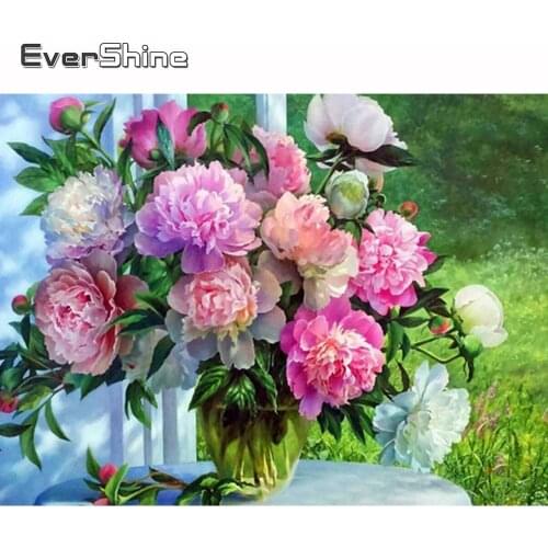 Evershine Diamond Painting Beaded Vase Diamond Embroidery Flower Cross Stitch Full Set Diamond Mosaic Square Drill Decoration