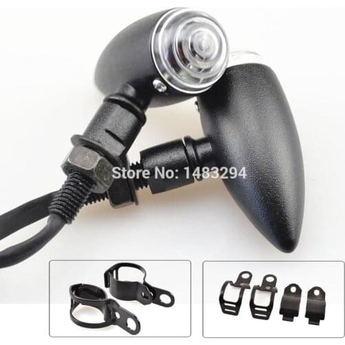 Black Bullet Amber Turn Signal Light Indicator + Mount Bracket Case for Honda Shadow Yamaha Harley Sportster XL Bobber Chopped
