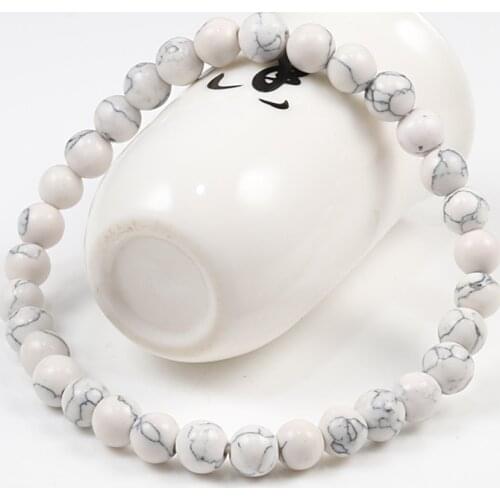 Classic 6mm Natural Stone White Beaded Bracelets for Men Women Charm Tiger Eye Healing Bead Stretch Bracelet Bangle Yoga Jewelry