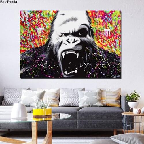 Colorful Animal Gorilla Is Back Poster Animal Paintings On Canvas Graffiti Modern Art Decorative Wall Pictures Home Decoration