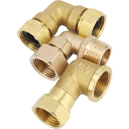 Brass Elbow G1/2 Junction Union Joint Coupling 1/2" Male/Female Connector Plumbing Pipe Fittings Copper Connection Adapters