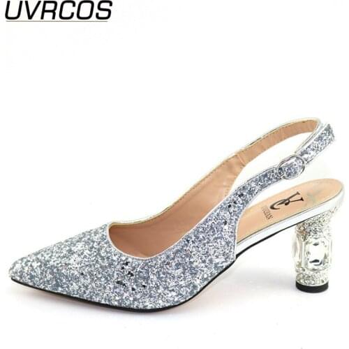 Summer Women Pumps Mid Square Heel Square Toe Simple Party Prom Summer Sandals Woman Luxury 2021 Rhinestone Wedding Party Shoes