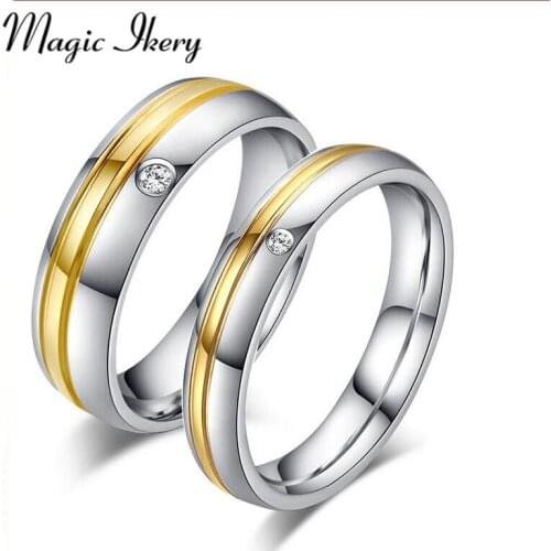 Magic Ikery wedding couple rings for lovers fashion for couples with gold Color engagement jewelry for men women MKCR-014