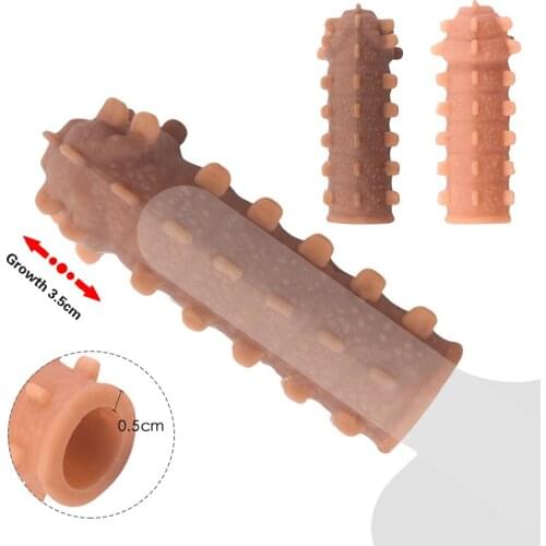 Reusable Condoms Penis Sleeve Condom For Men G Point Stimulation Delay Ejaculation Particle For Sex Penis Extender Dildo Toys