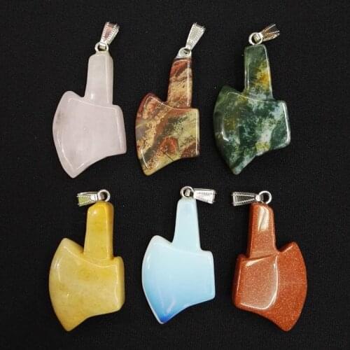 Fashion ax natural stone Pendants Hatchet Mixed men charms pendant for jewelry making 6pcs/lot accessories free shipping
