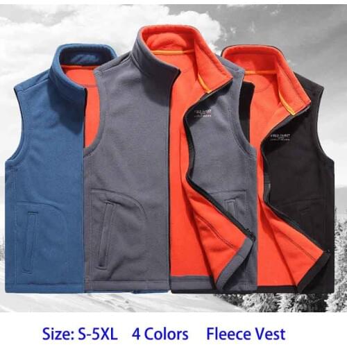 Mens Autumn Winter Fleece Vest Teenagers Adults Hiking Trekking Cycling Fishing Waistcoat Outdoor Casual Sleeveless Jackets 5XL