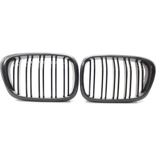 Front grille 2 Pcs For bmw 5 Series E39 1999-2003 carbon double grain grille line 51137005837 durable 51137005838 grille