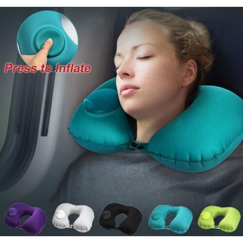 Portable Automatic Inflatable Car Air Pillow Dropshipping 40cm*28cm High-elastic Comfort U Shaped Pillow 5 Colors Optional