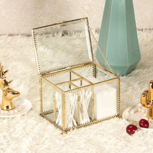 Transparent Glass Ring Box Cosmetic Storage Box Clear Glass Jewelry Box Jewelry Organizer Holder Tabletop Contain