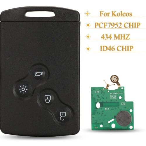 Kutery 4 Buttons Remote Keyless-Go Key 434MHz ID46 PCF7952 Chip For Renault Koleos
