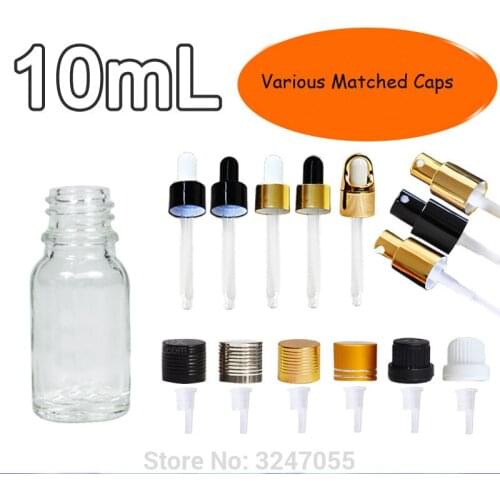 10ML 20Pcs50Pcs Empty Clear Glass Essential Oil Bottle, High Quality Dropper Bottle,Cosmetic Emulsion Package,Cosmetic Container