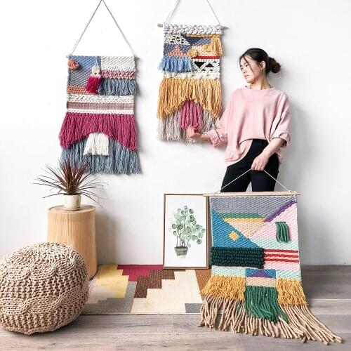 Nordic Bohemia Style Wool Tapestry Tasteful Hand weave Wall Hanging Tapestries Home Decoration Background Decor Hanging Painting