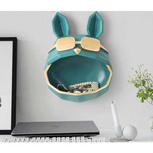 Resin Art Hand Made Cool Dog Storage Box for Key pearls jewels ornament on Wall decor Anime Statues office home Decoration